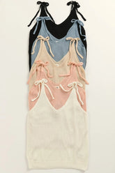Tied Shoulder Solid Knit Top BiBi
